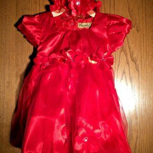 RED DRESS WITH FLOWERS AND HEADBAND NEW  HOLIDAYS